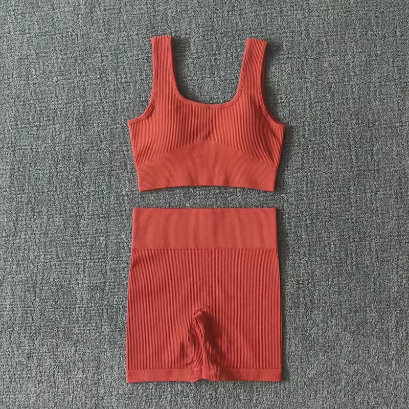 Elevate Your Workout with Our 2PCS Women's Yoga Set: Stylish Seamless Bra and High-Waisted Shorts for Ultimate Comfort and Performance
