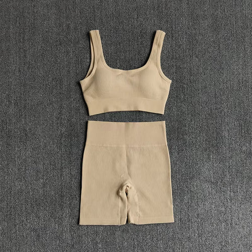 Elevate Your Workout with Our 2PCS Women's Yoga Set: Stylish Seamless Bra and High-Waisted Shorts for Ultimate Comfort and Performance