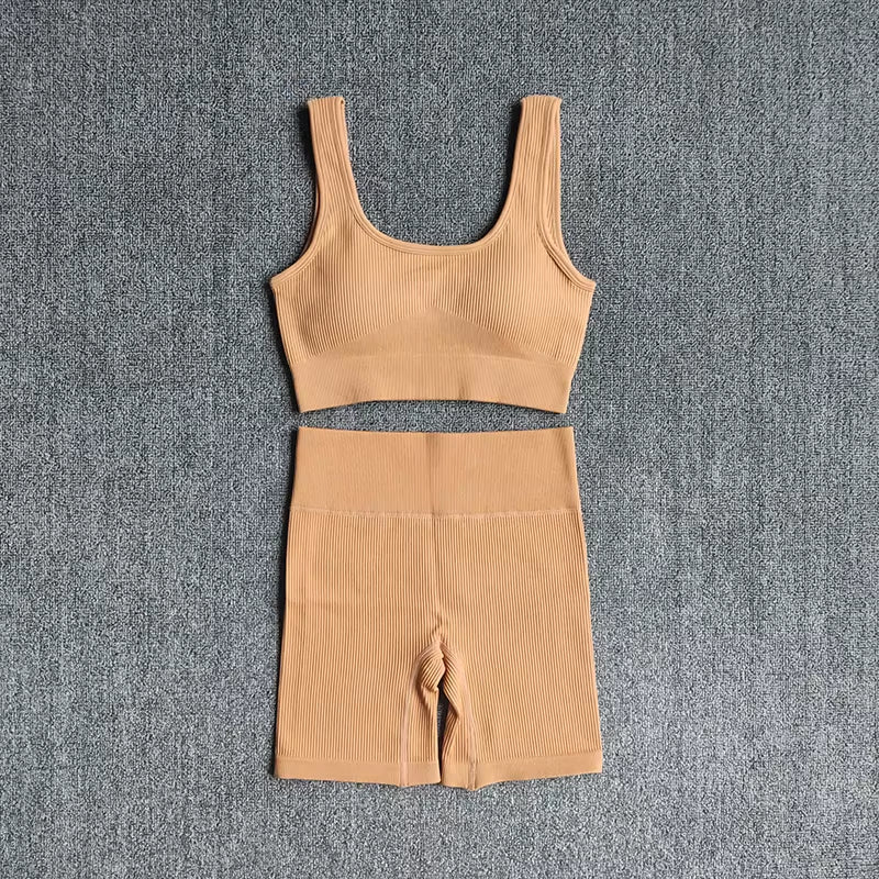 Elevate Your Workout with Our 2PCS Women's Yoga Set: Stylish Seamless Bra and High-Waisted Shorts for Ultimate Comfort and Performance
