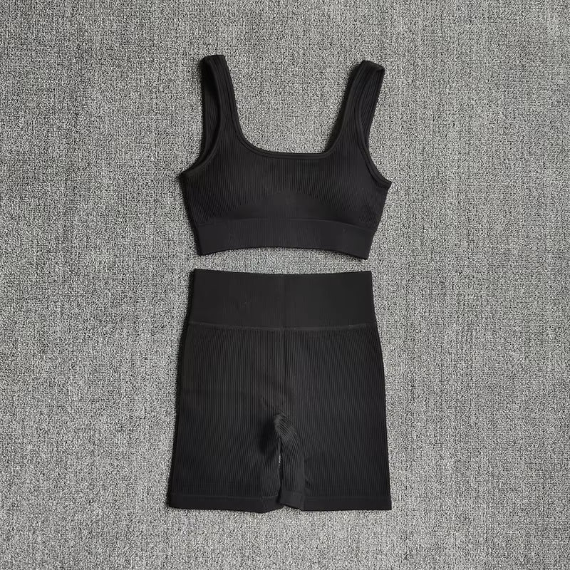Elevate Your Workout with Our 2PCS Women's Yoga Set: Stylish Seamless Bra and High-Waisted Shorts for Ultimate Comfort and Performance