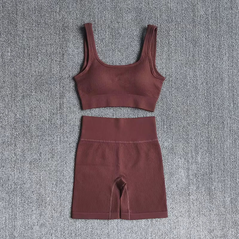 Elevate Your Workout with Our 2PCS Women's Yoga Set: Stylish Seamless Bra and High-Waisted Shorts for Ultimate Comfort and Performance